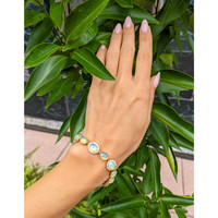 15.30 Ct.Tw. Opal Natural Diamond Pave Bracelet, 14K Yellow Gold Life Style