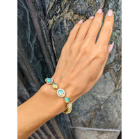 15.30 Ct.Tw. Opal Natural Diamond Pave Bracelet, 14K Yellow Gold Life Style