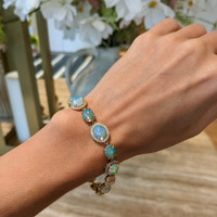 15.30 Ct.Tw. Opal Natural Diamond Pave Bracelet, 14K Yellow Gold Life Style