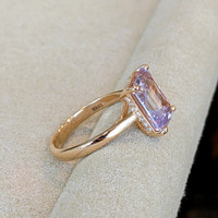 4.08 Ct. Pink Sapphire and Natural Diamond Pave Ring, 18K Rose Gold Image