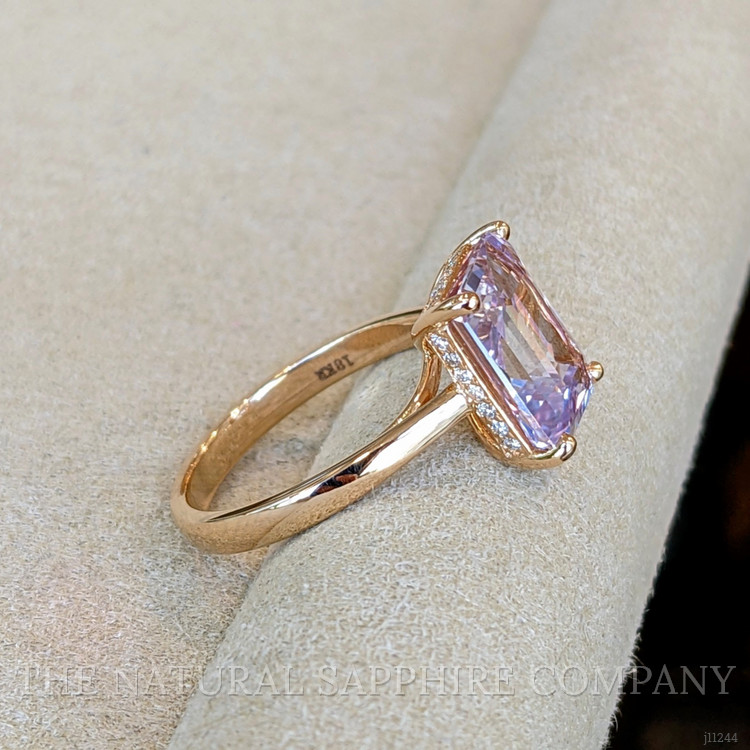 4.08 Ct. Pink Sapphire and Natural Diamond Pave Ring, 18K Rose Gold