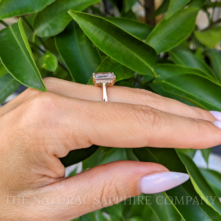 4.08 Ct. Pink Sapphire and Natural Diamond Pave Ring, 18K Rose Gold