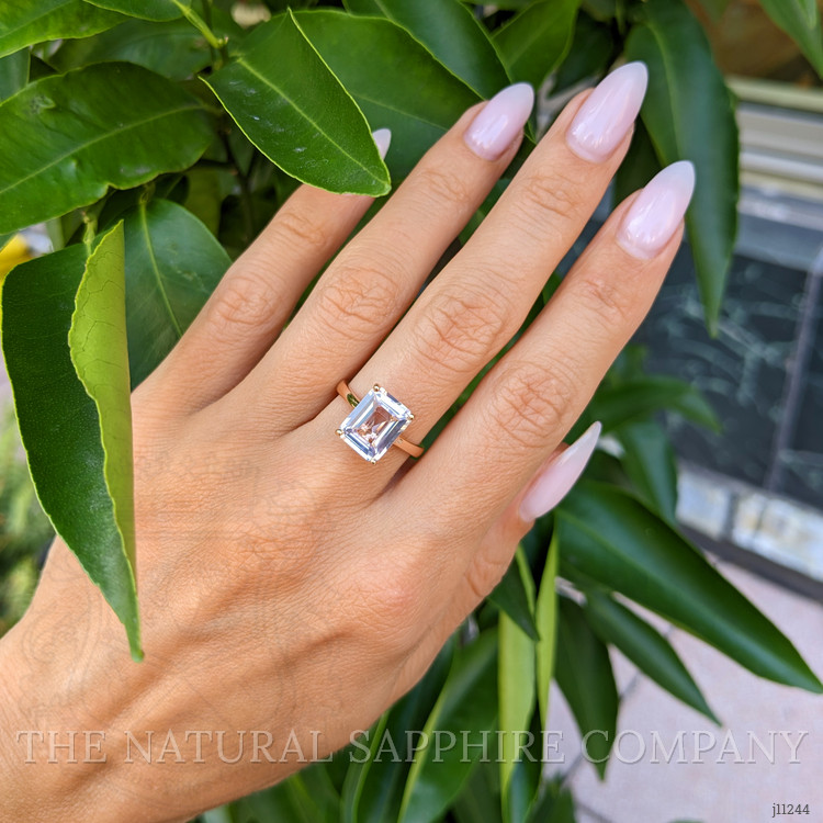 4.08 Ct. Pink Sapphire and Natural Diamond Pave Ring, 18K Rose Gold