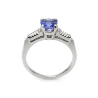1.26 Ct. Purplish Blue Sapphire and Natural Diamond Three Stone Ring, Platinum 950 Image