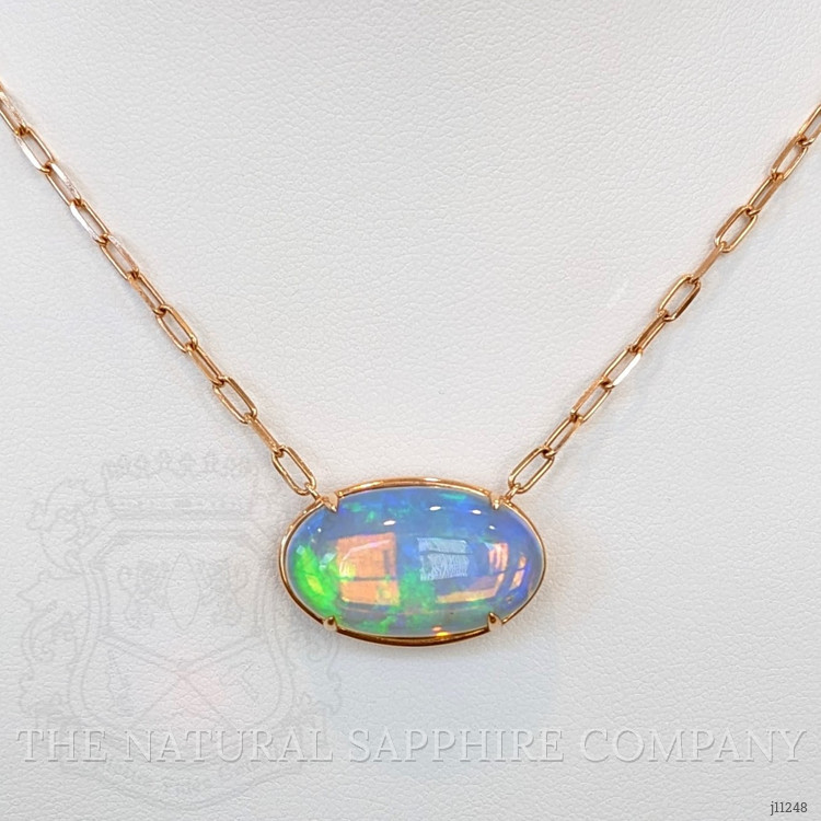 14.45 Ct. Opal Antique Style Necklace, 14K Rose Gold