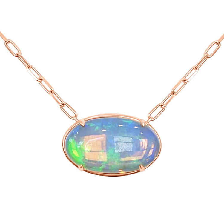 14.45 Ct. Opal Antique Style Necklace, 14K Rose Gold