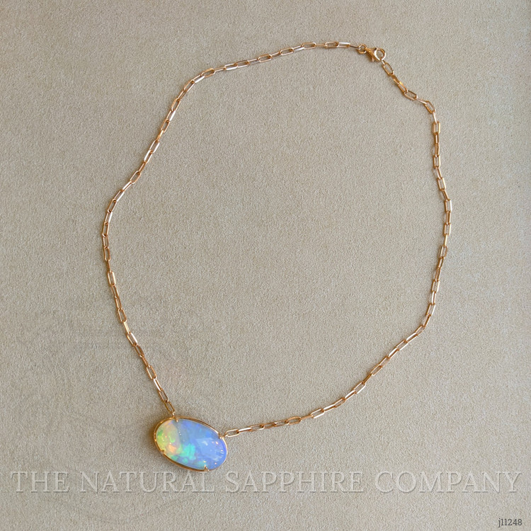 14.45 Ct. Opal Antique Style Necklace, 14K Rose Gold