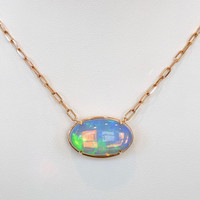 14.45 Ct. Opal Antique Style Necklace, 14K Rose Gold Image