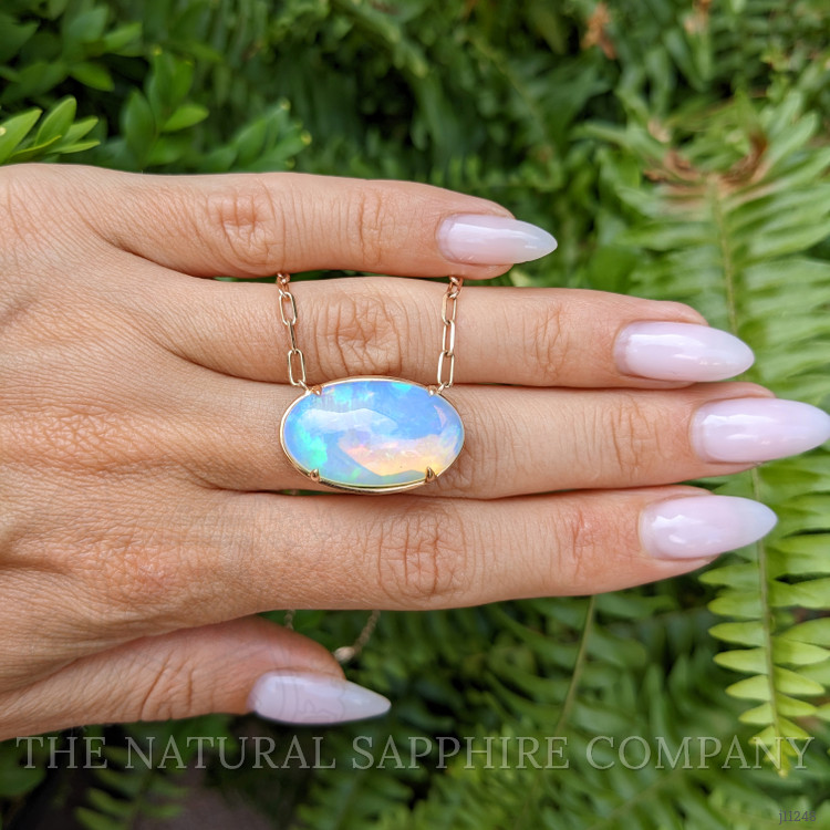 14.45 Ct. Opal Antique Style Necklace, 14K Rose Gold