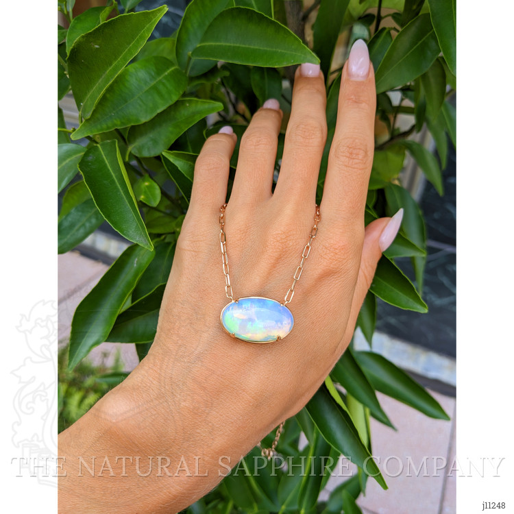 14.45 Ct. Opal Antique Style Necklace, 14K Rose Gold