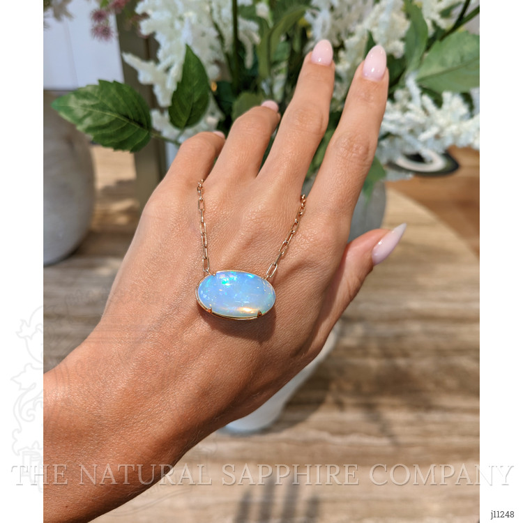 14.45 Ct. Opal Antique Style Necklace, 14K Rose Gold