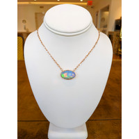 14.45 Ct. Opal Antique Style Necklace, 14K Rose Gold Life Style
