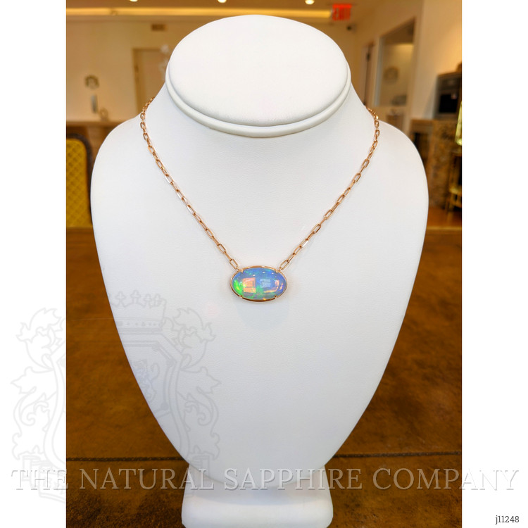 14.45 Ct. Opal Antique Style Necklace, 14K Rose Gold