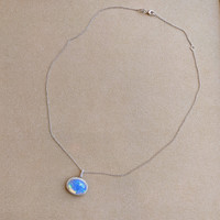 5.83 Ct. Opal Natural Diamond Pave Pendant, 14K White Gold Image