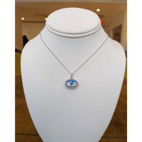 5.83 Ct. Opal Natural Diamond Pave Pendant, 14K White Gold Life Style