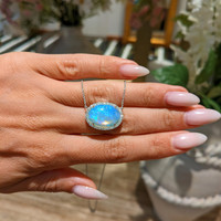 8.11 Ct. Opal Natural Diamond Pave Necklace, 14K White Gold Life Style