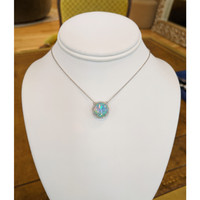 4.81 Ct. Opal Natural Diamond Pave Necklace, 14K White Gold Life Style