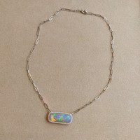 11.51 Ct. Opal Natural Diamond Pave Necklace, 14K White Gold Image