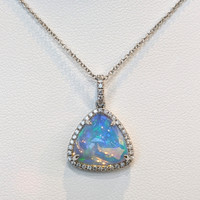 Opal 14K White Gold pendant