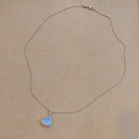 3.94 Ct. Opal Natural Diamond Pave Pendant, 14K White Gold Image