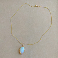 14.65 Ct. Opal Natural Diamond Pave Pendant, 14K Yellow Gold Image