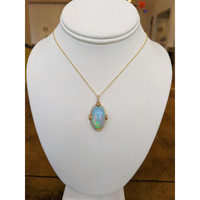 14.65 Ct. Opal Natural Diamond Pave Pendant, 14K Yellow Gold Life Style