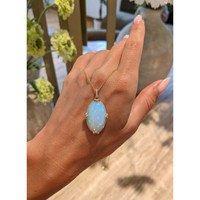 14.65 Ct. Opal Natural Diamond Pave Pendant, 14K Yellow Gold Life Style