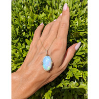 14.65 Ct. Opal Natural Diamond Pave Pendant, 14K Yellow Gold Life Style