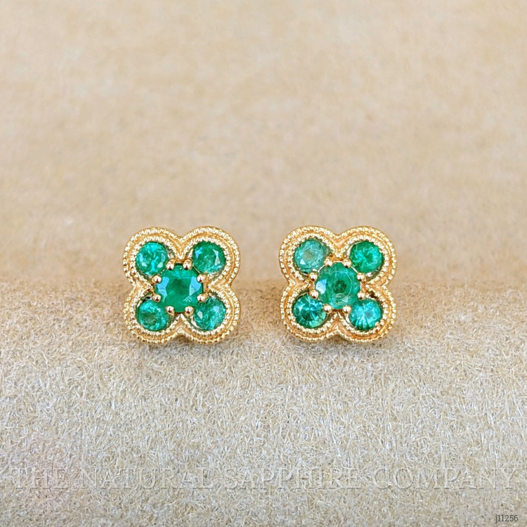 0.35 Ct.Tw. Emerald Studs Earrings, 14K Yellow Gold