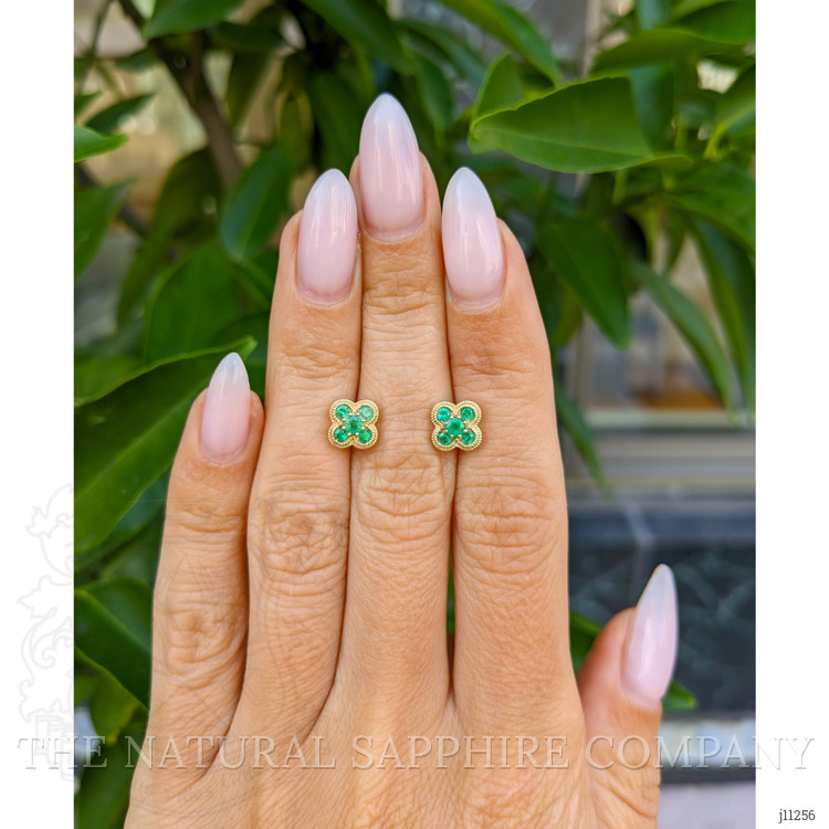 0.35 Ct.Tw. Emerald Studs Earrings, 14K Yellow Gold