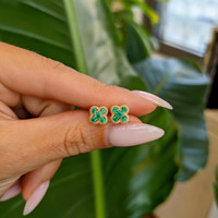 0.35 Ct.Tw. Emerald Studs Earrings, 14K Yellow Gold Life Style