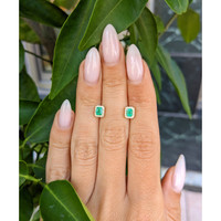 0.35 Ct.Tw. Emerald Natural Diamond Studs Earrings, 14K Yellow Gold Life Style