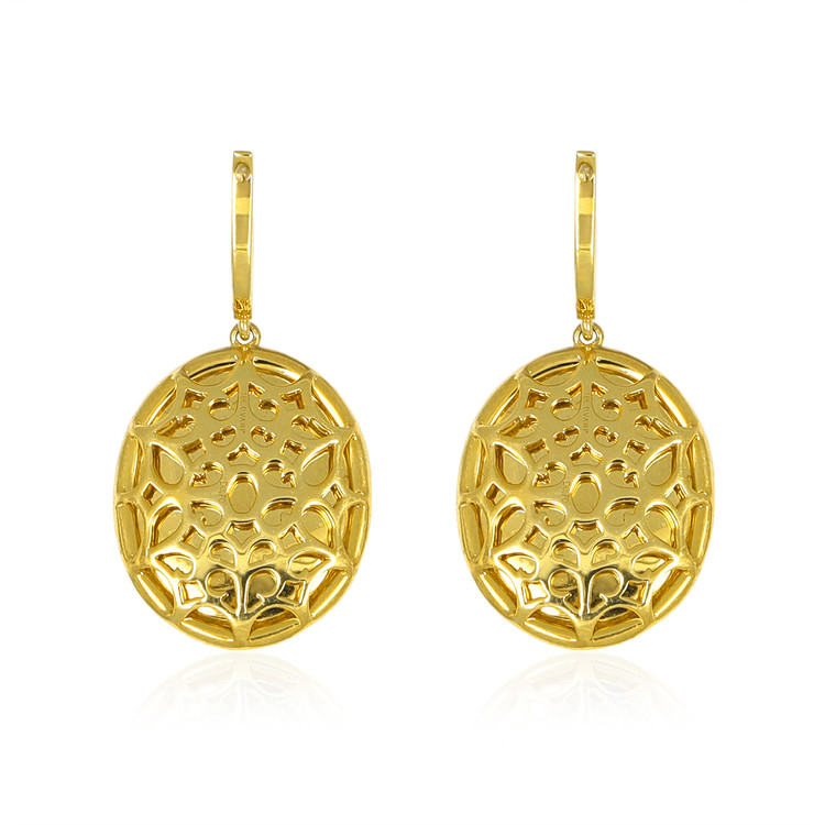 18.56 Ct.Tw. Opal Natural Diamond Pave Earrings, 18K Yellow Gold