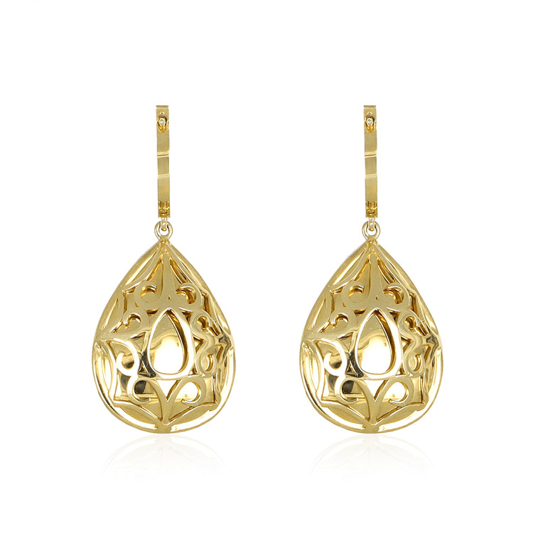 23.54 Ct.Tw. Opal Natural Diamond Pave Earrings, 14K Yellow Gold