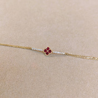 0.20 Ct.Tw. Ruby Natural Diamond Pave Bracelet, 14K Yellow Gold Image