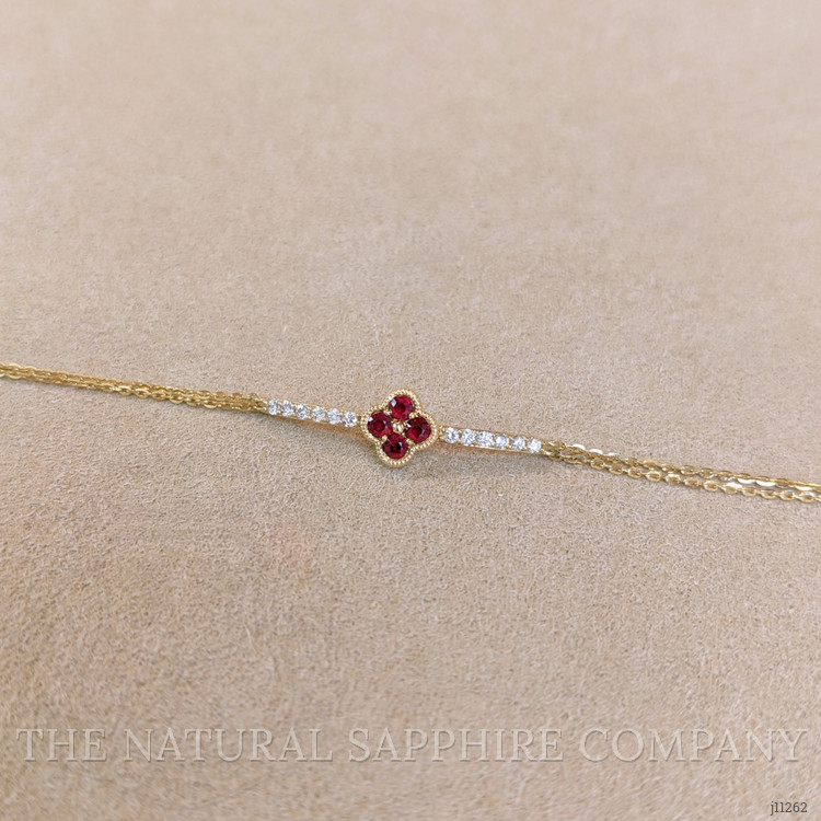0.20 Ct.Tw. Ruby Natural Diamond Pave Bracelet, 14K Yellow Gold