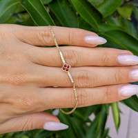 0.20 Ct.Tw. Ruby Natural Diamond Pave Bracelet, 14K Yellow Gold Life Style