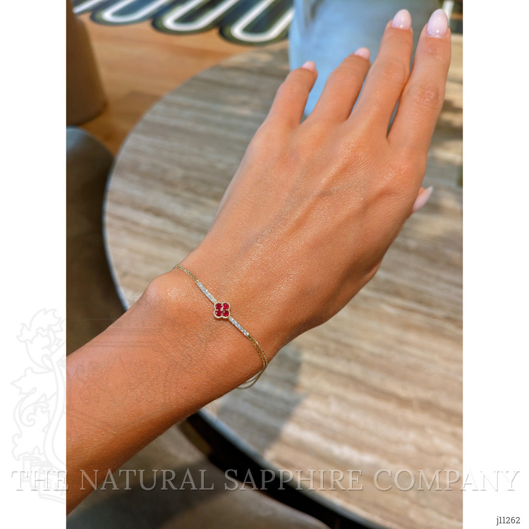 0.20 Ct.Tw. Ruby Natural Diamond Pave Bracelet, 14K Yellow Gold