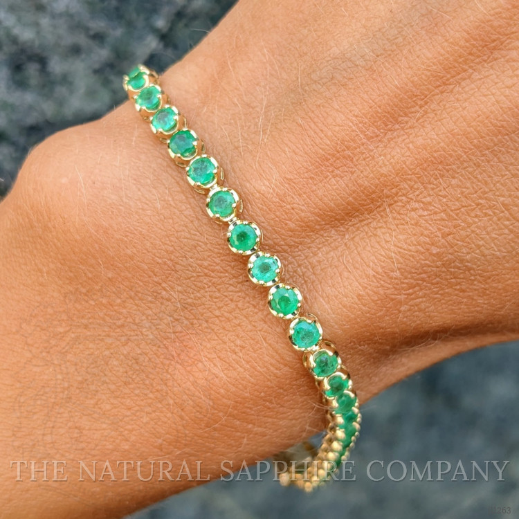 4.20 Ct.Tw. Emerald Tennis/Line Bracelet, 14K Yellow Gold