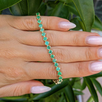 4.20&nbsp;Ct.Tw.Total Carat Weight Emerald Tennis/Line Bracelet, 14K Yellow Gold Life Style