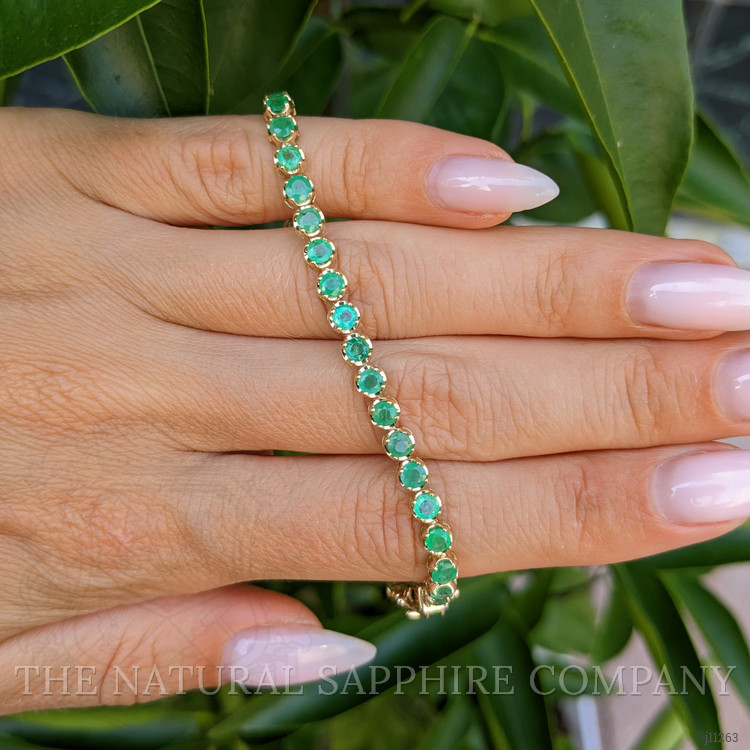 4.20 Ct.Tw. Emerald Tennis/Line Bracelet, 14K Yellow Gold