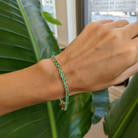 4.20&nbsp;Ct.Tw.Total Carat Weight Emerald Tennis/Line Bracelet, 14K Yellow Gold Life Style