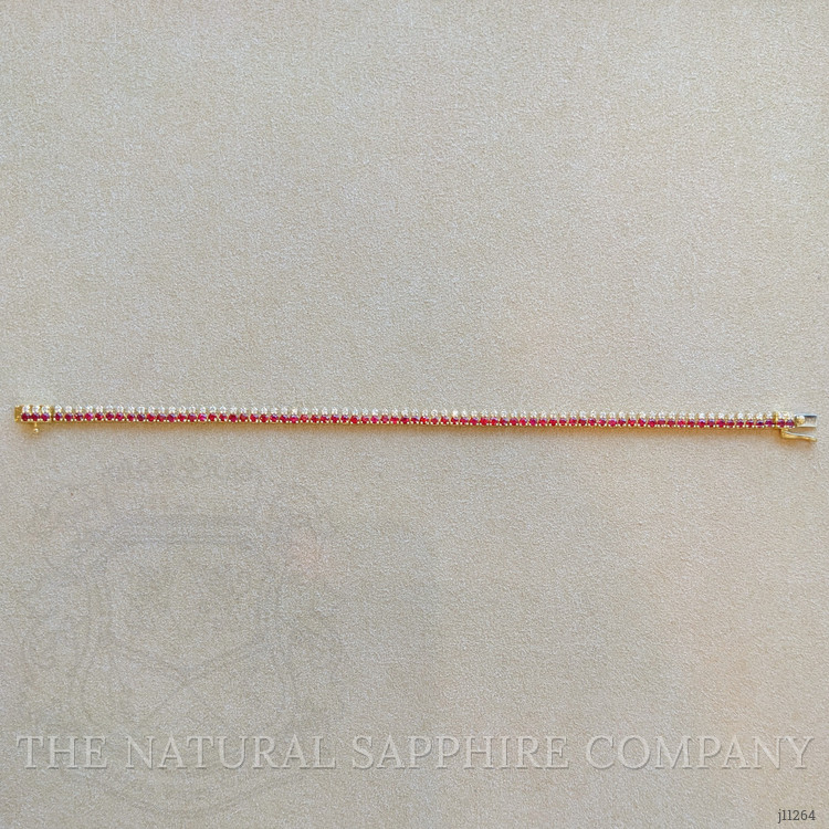 3.23 Ct.Tw. Ruby Natural Diamond Tennis/Line Bracelet, 14K Yellow Gold