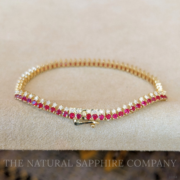 3.23 Ct.Tw. Ruby Natural Diamond Tennis/Line Bracelet, 14K Yellow Gold