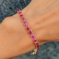 10.18 Ct.Tw. Ruby Tennis/Line Bracelet, 14K Yellow Gold Image