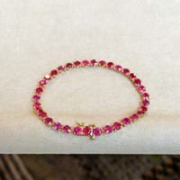 10.18 Ct.Tw. Ruby Tennis/Line Bracelet, 14K Yellow Gold Image