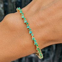 1.54 Ct.Tw. Emerald Emerald Tennis/Line Bracelet, 14K Yellow Gold Image