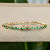1.54 Ct.Tw. Emerald Emerald Tennis/Line Bracelet, 14K Yellow Gold Image