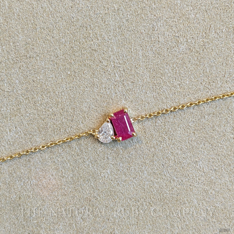 0.47 Ct.Tw. Ruby Natural Diamond Accent Stones Bracelet, 14K Yellow Gold