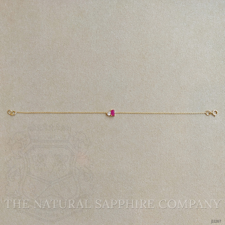 0.47 Ct.Tw. Ruby Natural Diamond Accent Stones Bracelet, 14K Yellow Gold